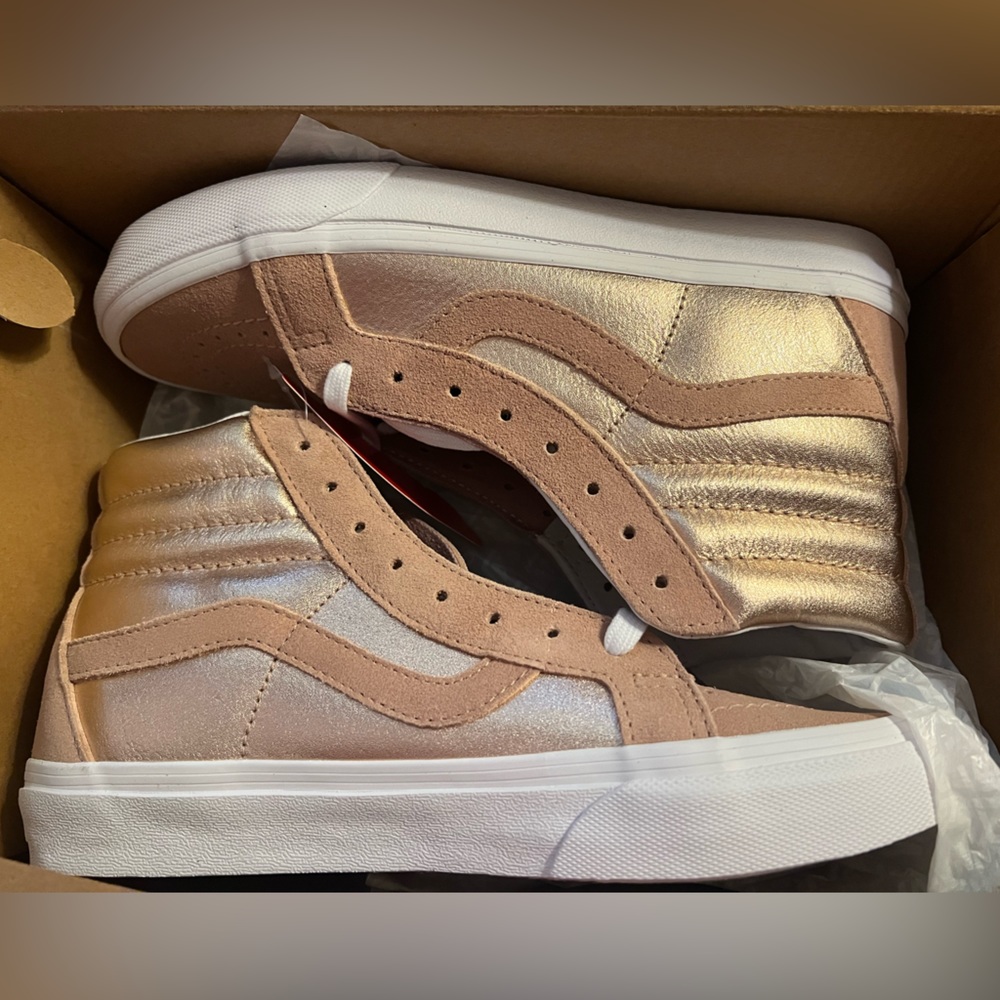 Vans sk8-Hi reissue hi-top, two-tone, metallic rose NIB rare mint 8.5 W US.